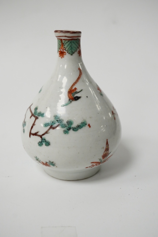 An unusual Dutch decorated Japanese bottle vase, probably 1700-1730. 10cm. Condition - fair